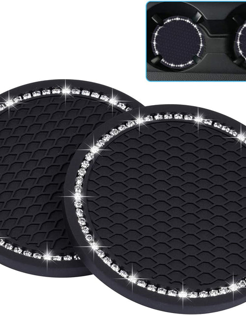 Load image into Gallery viewer, Bling Car Coasters, 2 Pack PVC Car Cup Holder Insert Coaster - anti Slip Universal Vehicle Interior Accessories Crystal Glitter Cup Mats for Women and Men(2.75" Diameter, Black)
