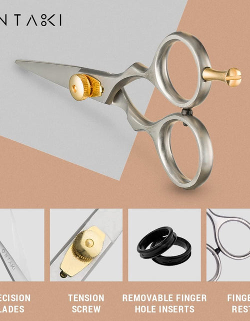 Load image into Gallery viewer, Premium Hand Forged Mustache Scissors 5.5" - Barber Salon Japanese Steel Scissors - Beard Mustache Hair Shears Bangs Haircuts - Beard Scissors for Men Hair Trimming Scissors - Rest Hook Silver
