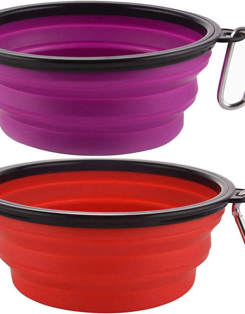 Load image into Gallery viewer, Large Collapsible Dog Bowls, 34Oz Travel Water Food Bowls Portable Foldable Collapse Dishes with Carabiner Clip for Traveling, Hiking, Walking, 2 Pack
