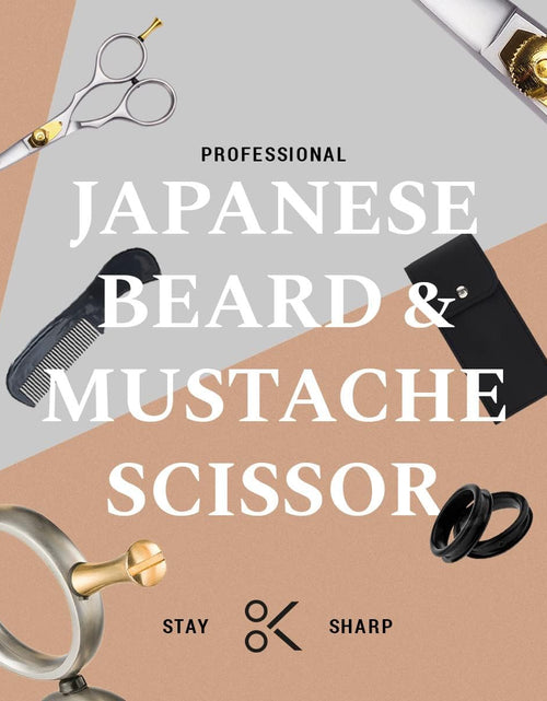 Load image into Gallery viewer, Premium Hand Forged Mustache Scissors 5.5" - Barber Salon Japanese Steel Scissors - Beard Mustache Hair Shears Bangs Haircuts - Beard Scissors for Men Hair Trimming Scissors - Rest Hook Silver
