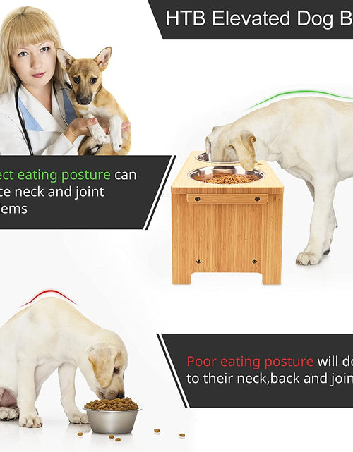 Load image into Gallery viewer, Elevated Dog Bowls,Raised Dog Bowl Stand with 2 Stainless Steel Bowls,Elevated Raised Dog Bowls for Large Medium Small Sized Dogs
