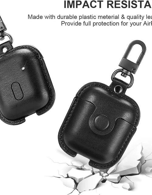 Load image into Gallery viewer, Compatible Airpods Case, Leather Airpods Cover 5 in 1 Protective Case with Keychain/Ear Hooks/Airpods Strap/Watch Band Holder/Earpods Case Compatible with Apple Airpods 2 1 Charging Case, Black

